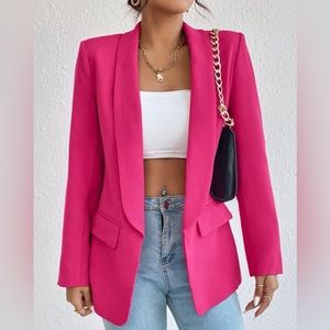 Solid Shawl Collar Blazer | Hot Pink | L